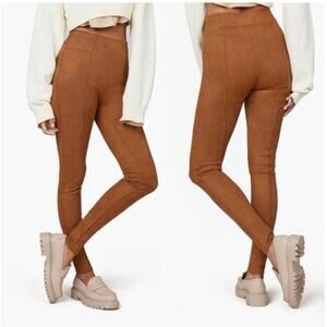 SPANX Faux Suede Leggings High Rise Rich Caramel Shaping Stretch Fall